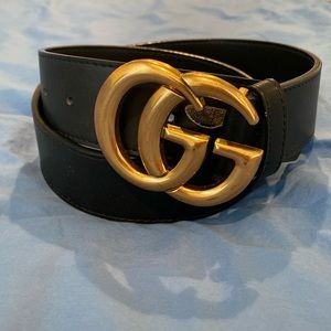 Gucci GG Gold Metal Logo Black Belt 95/36